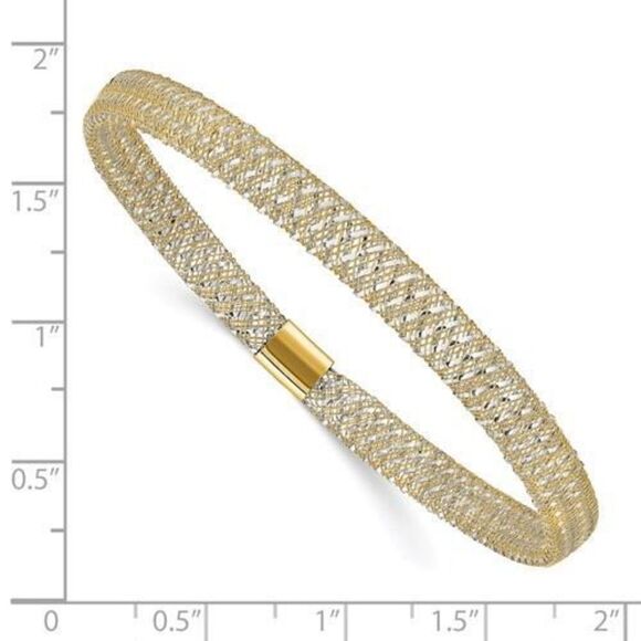 Leslie's 14K Two-tone Polished Stretch Bangle, Brand New - Picture 4 of 7